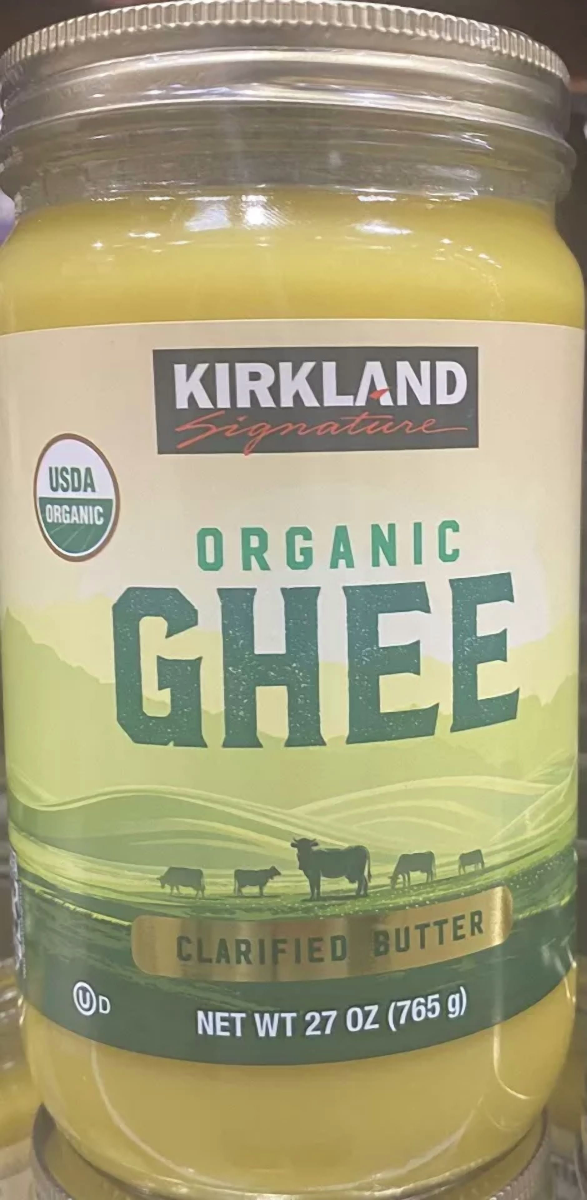 Kirkland Signature USDA Organic Ghee Clarified Butter 27 Oz Jar - 2 PACK