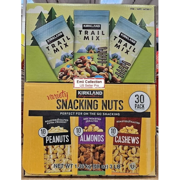 Kirkland Signature Variety Snacking Nuts & Trail Mix Box (2 Boxes)