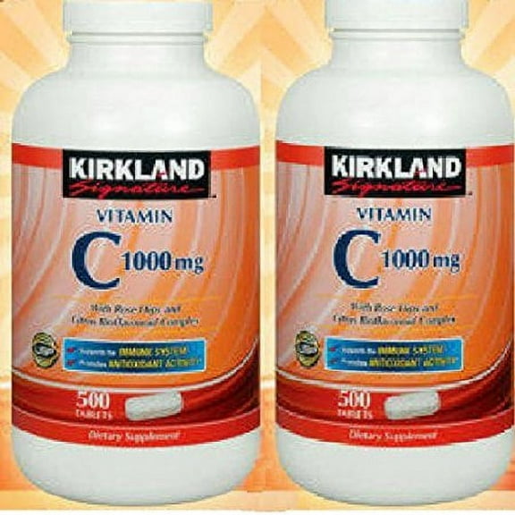 Kirkland Signature Vitamin C 1000mg, with Rose Hips 500 Tabs each (pack of 2)
