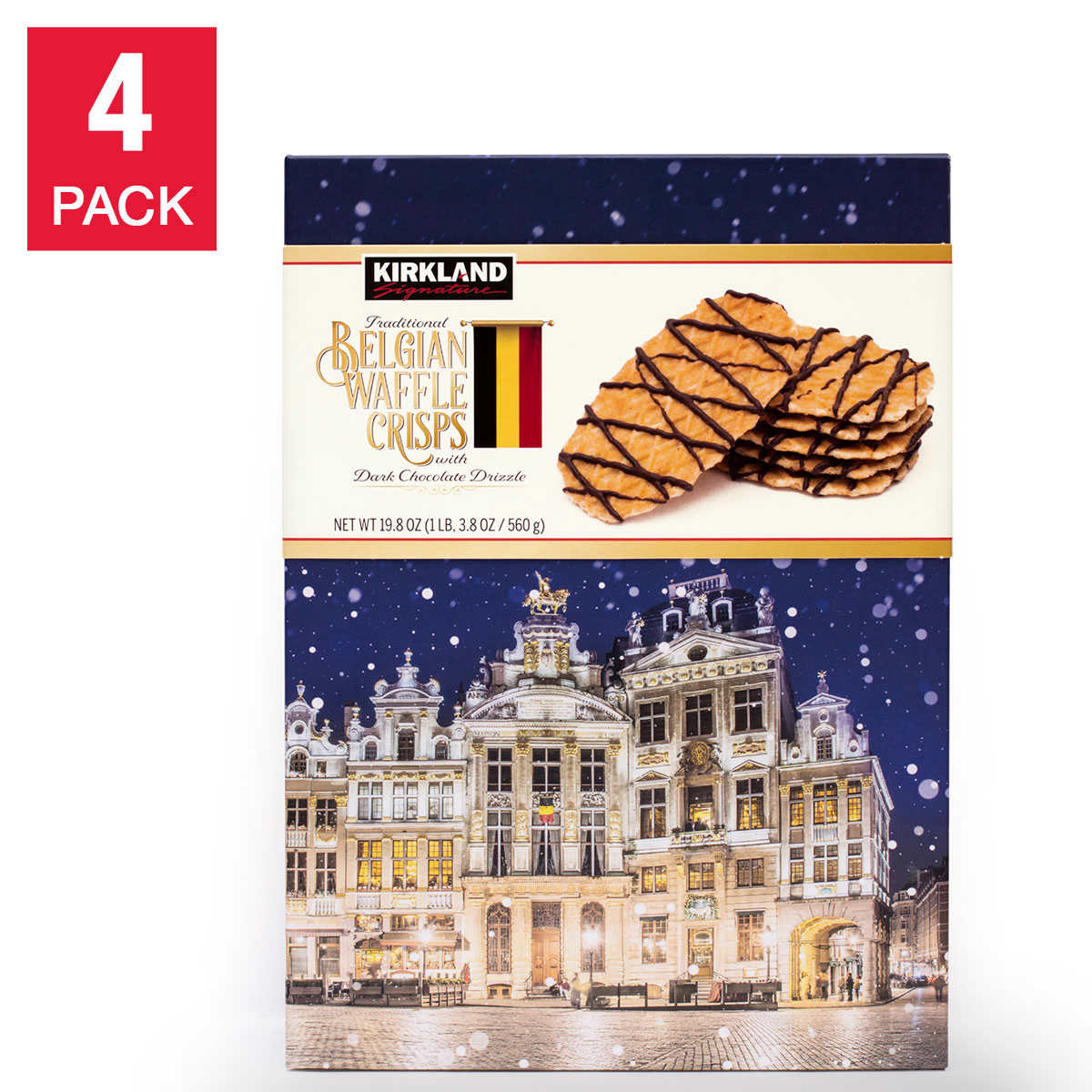 Kirkland Signature Waffle Crisps with Dark Chocolate Drizzle 19.8 oz, 4