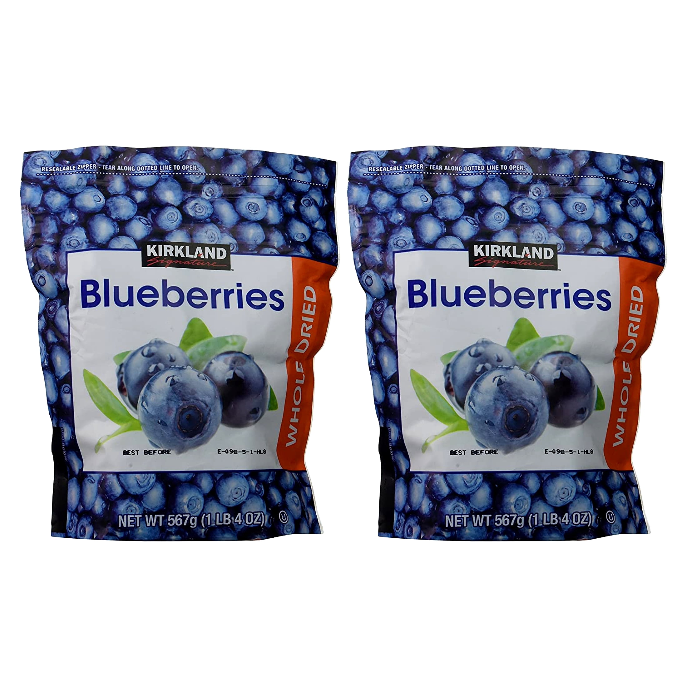 2 Pack | Kirkland Signature Whole Dried Blueberries, 20 oz Bag