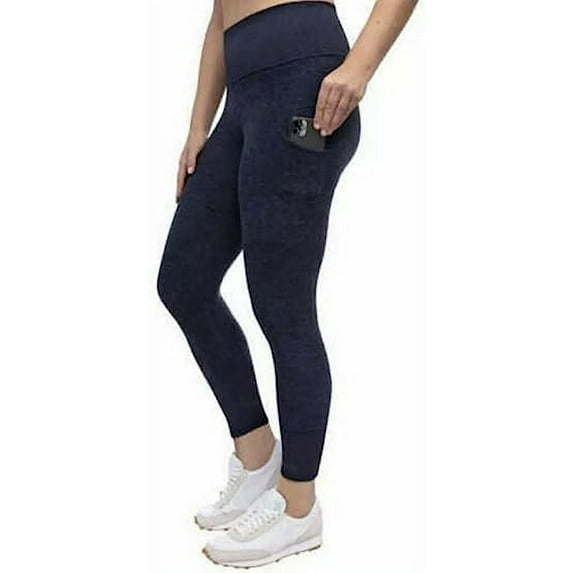 Kirkland Signature Women's Brushed Legging with Side Pockets (Navy Blue, Small)