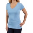 thumbnail image 1 of Kirkland Signature Women's Cotton V-Neck T-Shirt (Light Blue, Small), 1 of 2