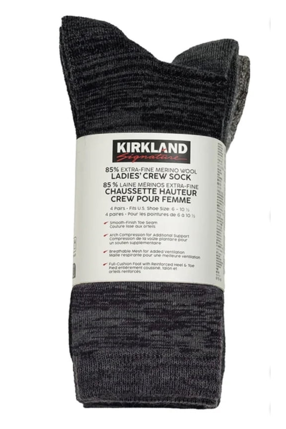 Women's Extra-Fine Merino Wool Blend Crew Sock, 4-pair Multi, Size 6-10.5