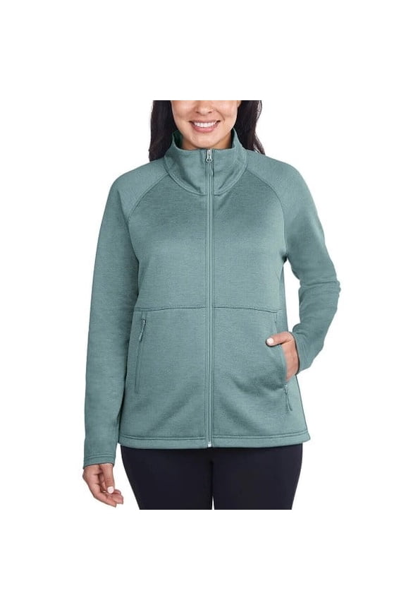 Women's Fleece Full Zip Jacket, Green, Size XXL