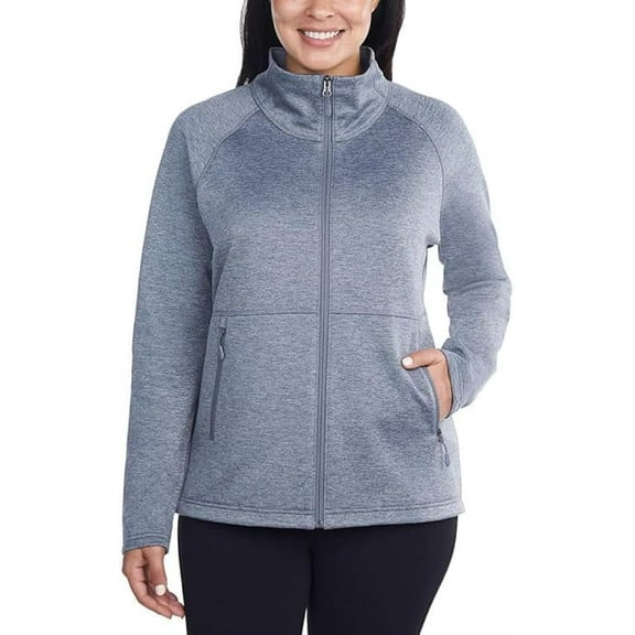 Kirkland Signature Women's Full Zip Fleece Jacket Heather Gray L