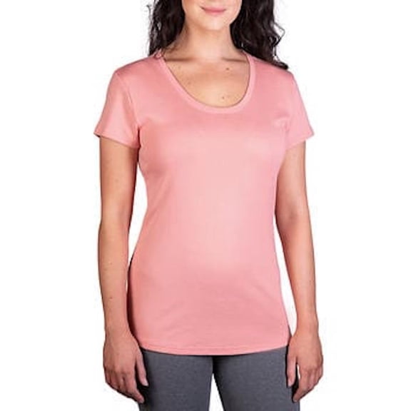 Kirkland Signature Women's Scoop Neck Pima Cotton Short Sleeve T-Shirt (US, Alpha, Medium, Regular, Regular, Peach)