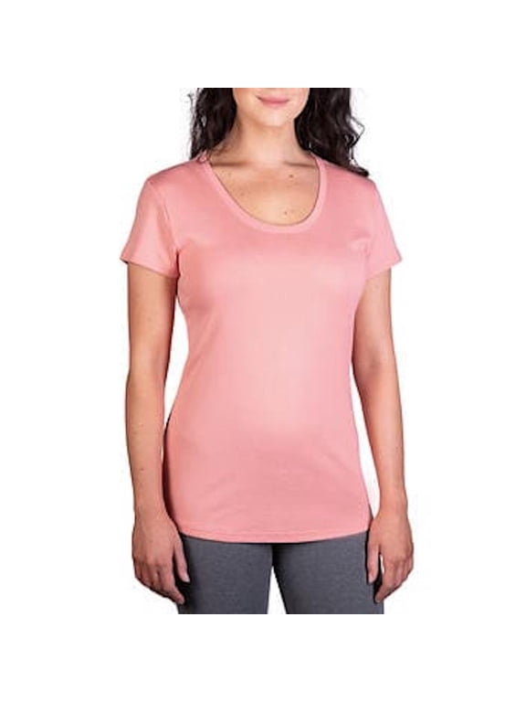 Women's Scoop Neck Pima Cotton Short Sleeve T-Shirt (US, Alpha, Medium, Regular, Regular, Peach)