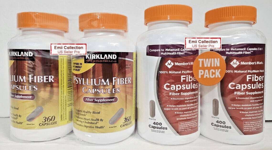 Kirkland Signature and MSM Psyllium Fiber Capsules (4 BOTTLES
