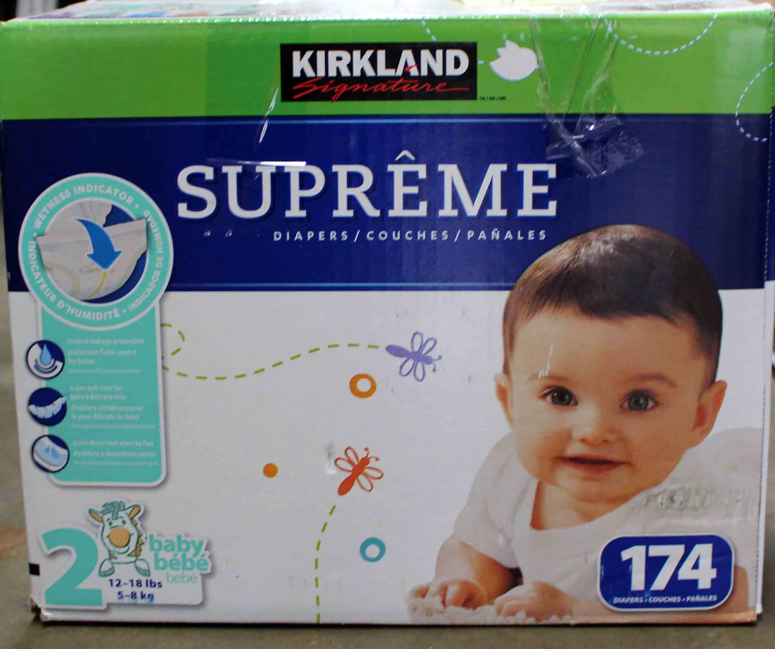 Kirkland Supreme Diapers Size 2 Baby Diapers 174 Count
