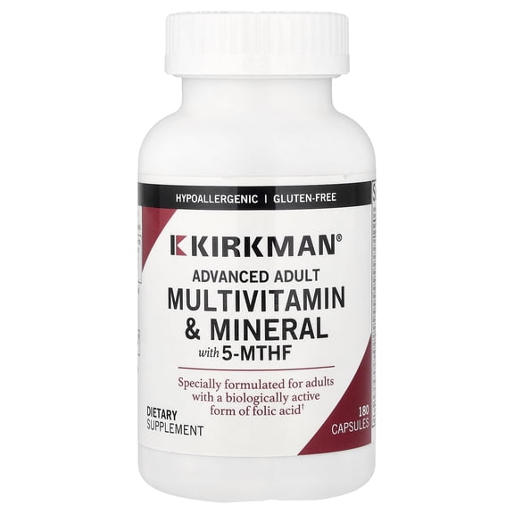 Kirkman Labs Advanced Adult Multivitamin & Minerals with 5-MTHF, 180 Capsules
