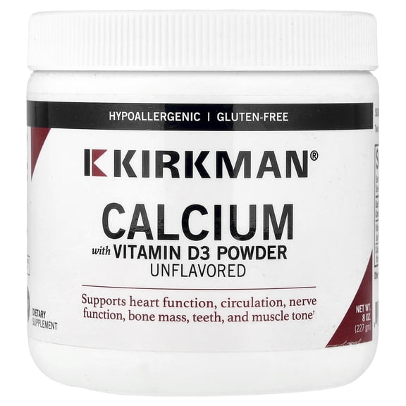 Kirkman Labs Calcium With Vitamin D3 Powder, Unflavored, 8 oz (227 g)