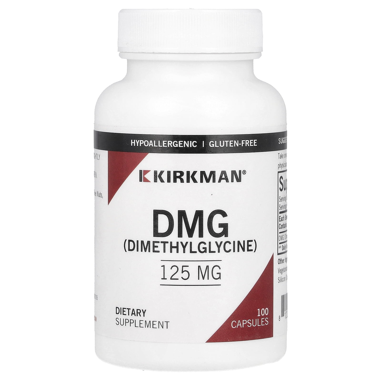 Kirkman Labs DMG Dimethylglycine, 125 mg, 100 Capsules