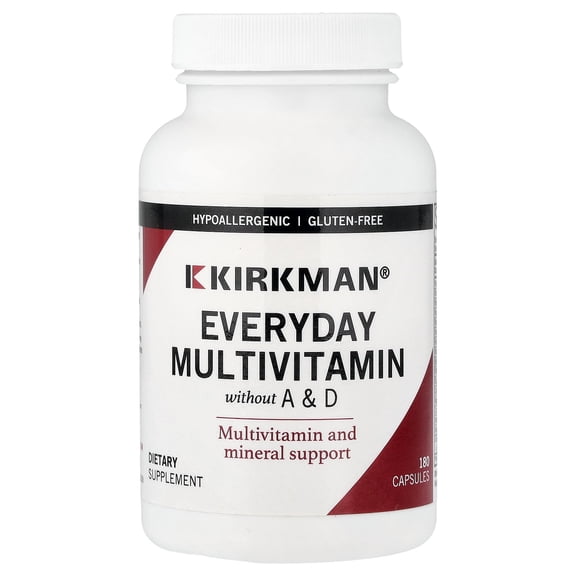 Kirkman Labs Everyday Multivitamin without A & D, 180 Capsules