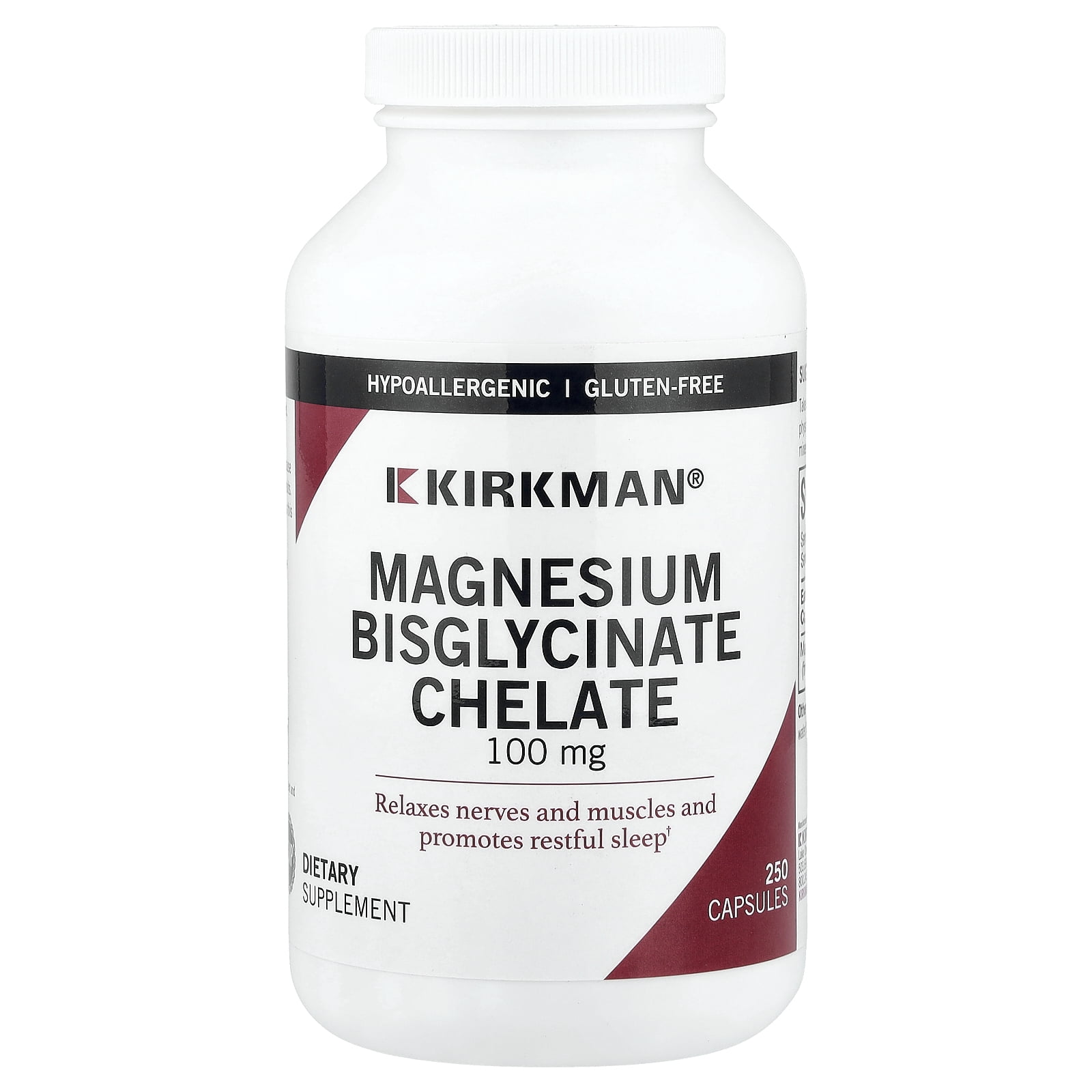 Kirkman Labs Magnesium Bisglycinate Chelate, 100 mg, 250 Capsules ...