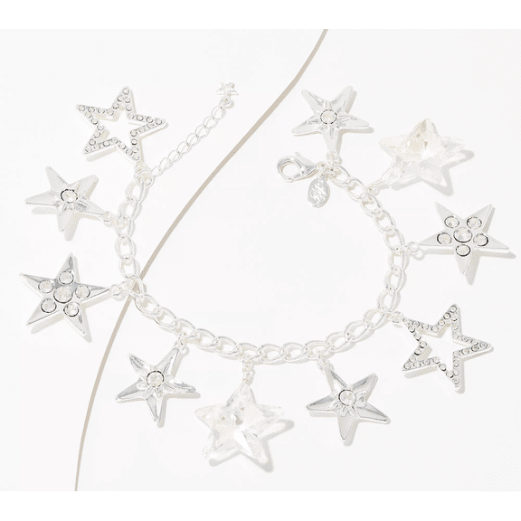 Kirks Folly Aurora Stardust Charm Bracelet, Silver tone