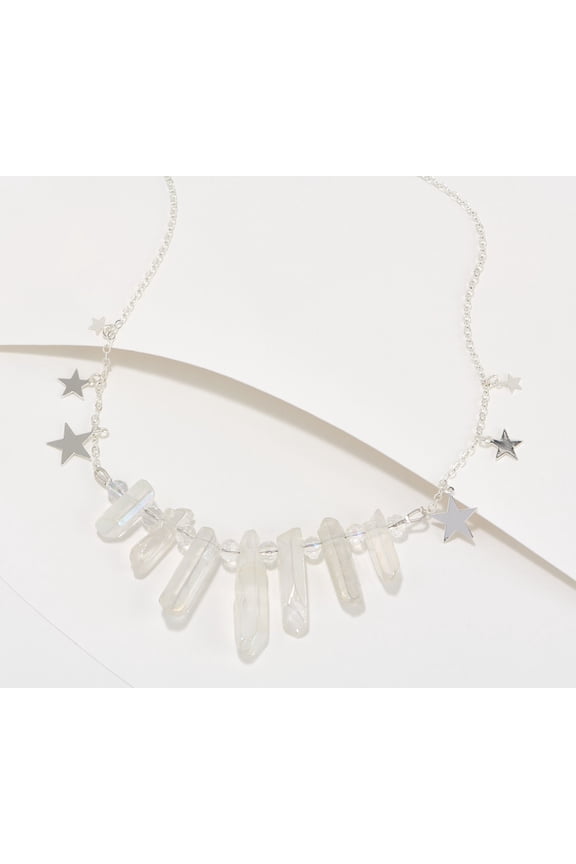 Silvertone Aurora Starlight Crystal Necklace, 18"