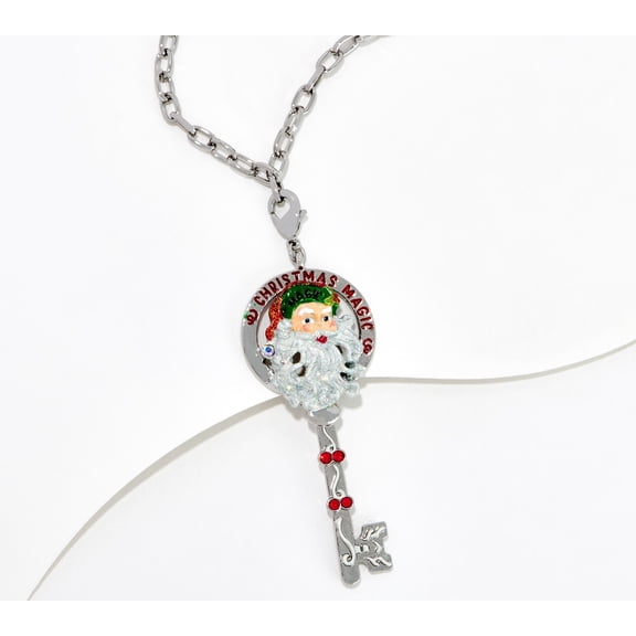 Kirks Folly Silvertone Christmas Magic Santa Key Necklace, 30"