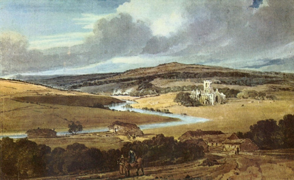 Kirkstall Abbey Yorkshire Canvas Art - Thomas Girtin (24 x 36)