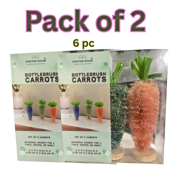 Kirkton House Bottlebrush Carrots Decorative Set, 6 pcs, Seasonal Table Dcor