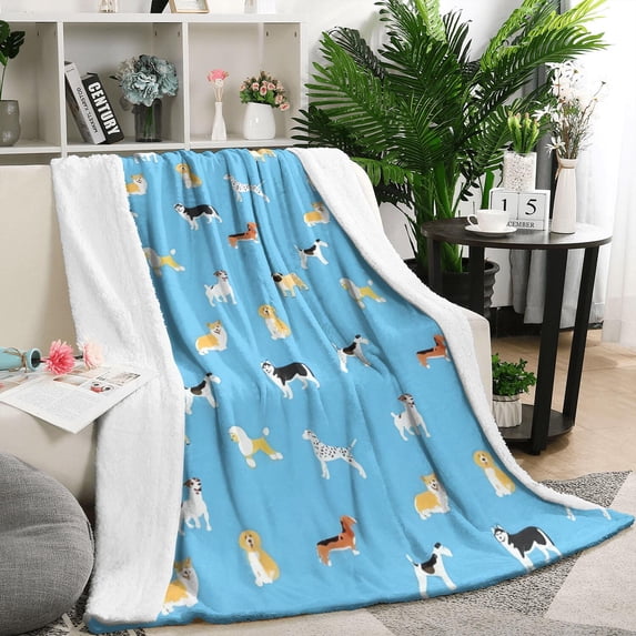 Kirky Hasky Dalmatian Blanket,Comfortable Soft Lamb Wool Throw Blanket,All Season,Warm Lightweight Blankets for Sofa Bed Couch Living Room Chair,50"x60"