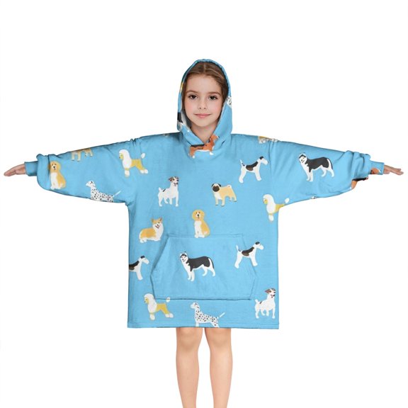 Kirky Hasky Dalmatian Blanket Hoodies for Kids 6-13YR Oversize Wearable Blanket Hoodies for Boys Girls Teens