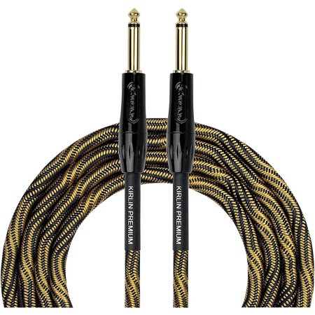 Kirlin IWB Black/Gold Woven Instrument Cable 1/4" Straight 20 ft.