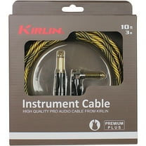 Kirlin IWB Black/Gold Woven Instrument Cable 1/4" Straight to Right Angle 10 ft.