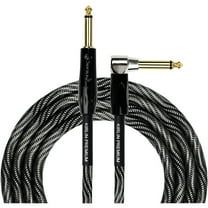Kirlin IWB Black/White Woven Instrument Cable 1/4" Straight to Right Angle 20 ft.
