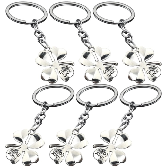 Kirsite Four Clovers Charm Keychain 6 Pack Vintage Design Portable Good Luck Tokens For Special Occasions