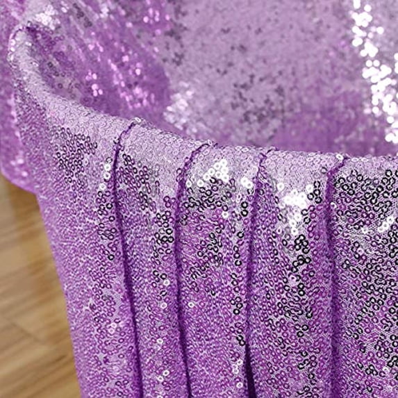 Kirsooku Light Purple Sequin Tablecloth Glitter Sparkly Iridescent Shimmer for Round Table Cloth 90 Inch Table Covers Decorations for Birthday Party Supplies Event Wedding Table Skirt Decor