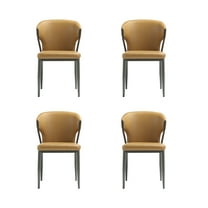 Kirsten Camel Leatherette Dining Chair with Metal Legs - Set of 4