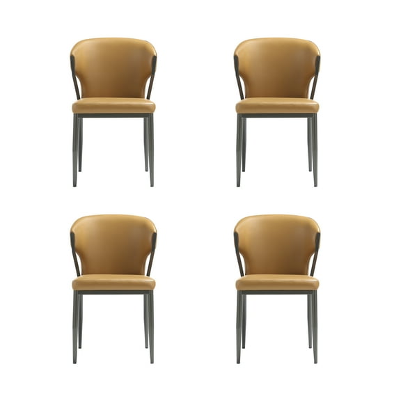 Kirsten Camel Leatherette Dining Chair with Metal Legs - Set of 4