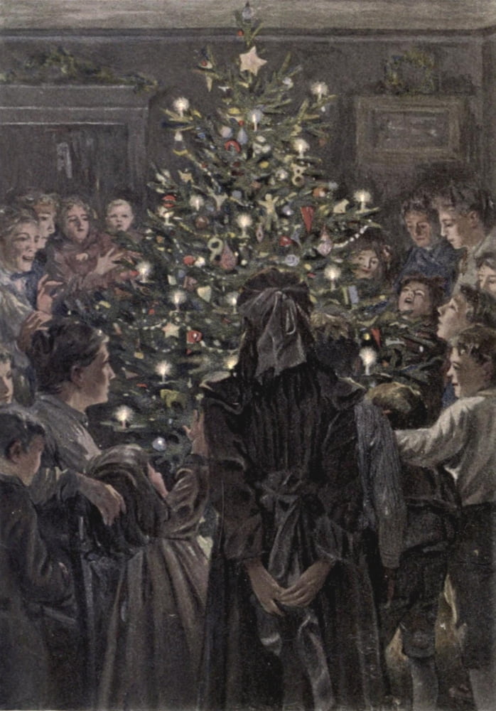 Kirstys Queer Christmas 1904 Round the Christmas tree Canvas Art - Unknown (18 x 24)