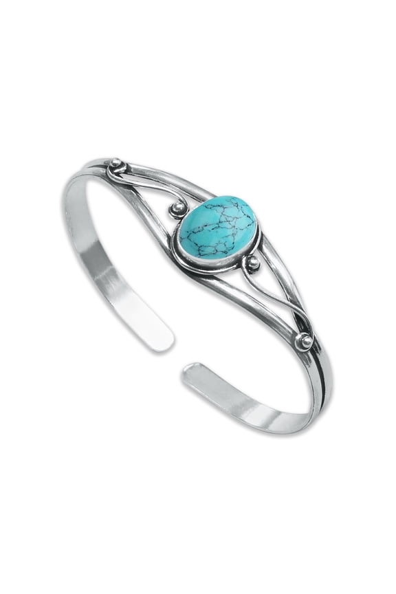 Crystal Silver Bracelet for Women, Adjustable set with Natural Gemstones Silver Plated Jewelry (Turquoise (Synthetic))
