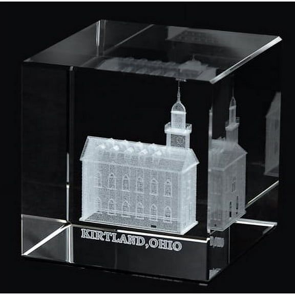 Kirtland Ohio Temple Laser Engraved Crystal Cube by Ringmasters