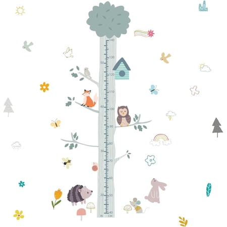 Kis Height PVC Wall Stickers Height Measure Wall Ruler Decal for Wall Decoration Tree Shape Minimum Scale: 50.8cm Maximum Scale: 1.63m 39x90cm 2cps/set