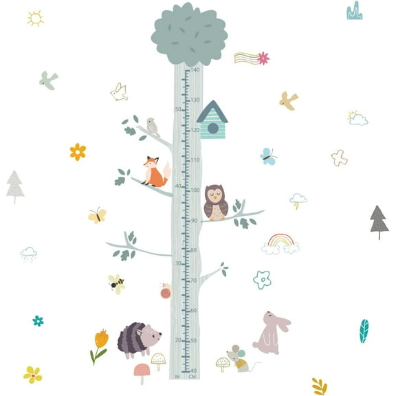 Kis Height PVC Wall Stickers Height Measure Wall Ruler Decal for Wall Decoration Tree Shape Minimum Scale: 50.8cm Maximum Scale: 1.63m 39x90cm 2cps/set