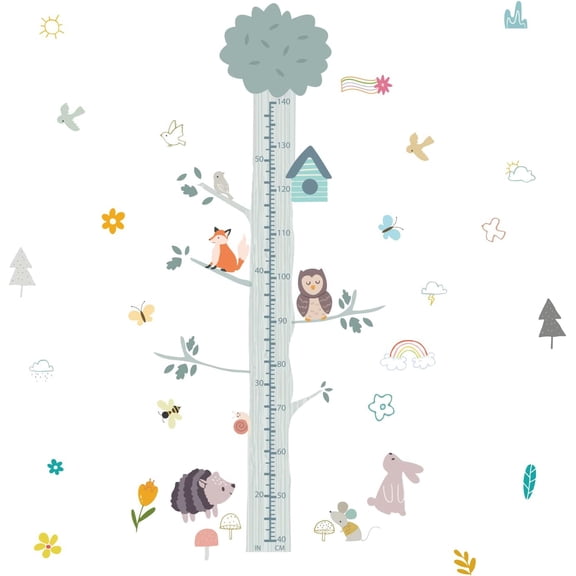 Kis Height PVC Wall Stickers Height Measure Wall Ruler Decal for Wall Decoration Tree 300x900mm 2Pcs 300x300mm 1Pc