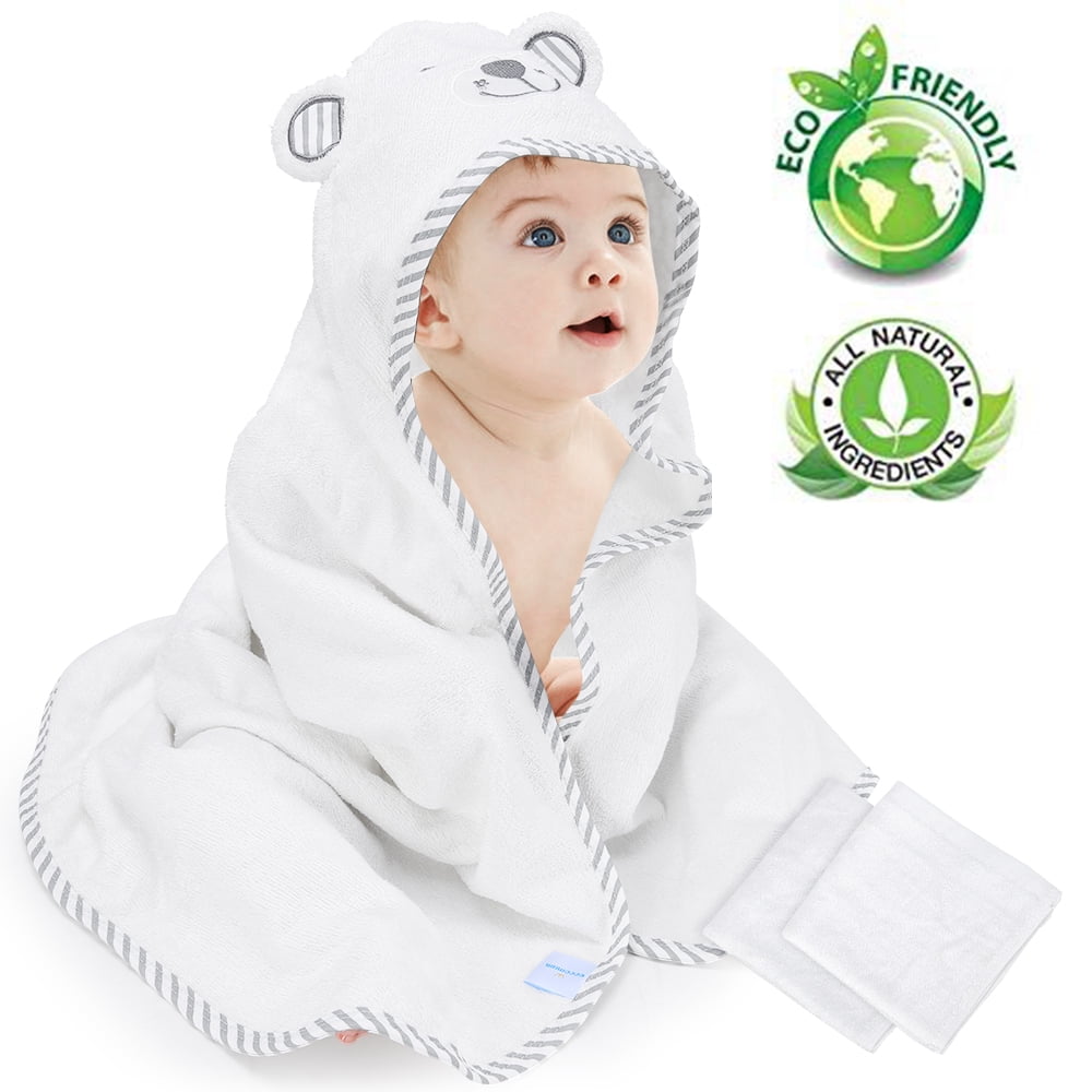 Kisdream Baby Unisex Hooded Towel with 2 Bamboo Baby