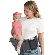 Kisdream Hip Seat Baby Carrier - Adjustable Waistband Toddler Waist Carrier for Newborns Infants, Ergonomic Carrier with Pockets, Dark Gray