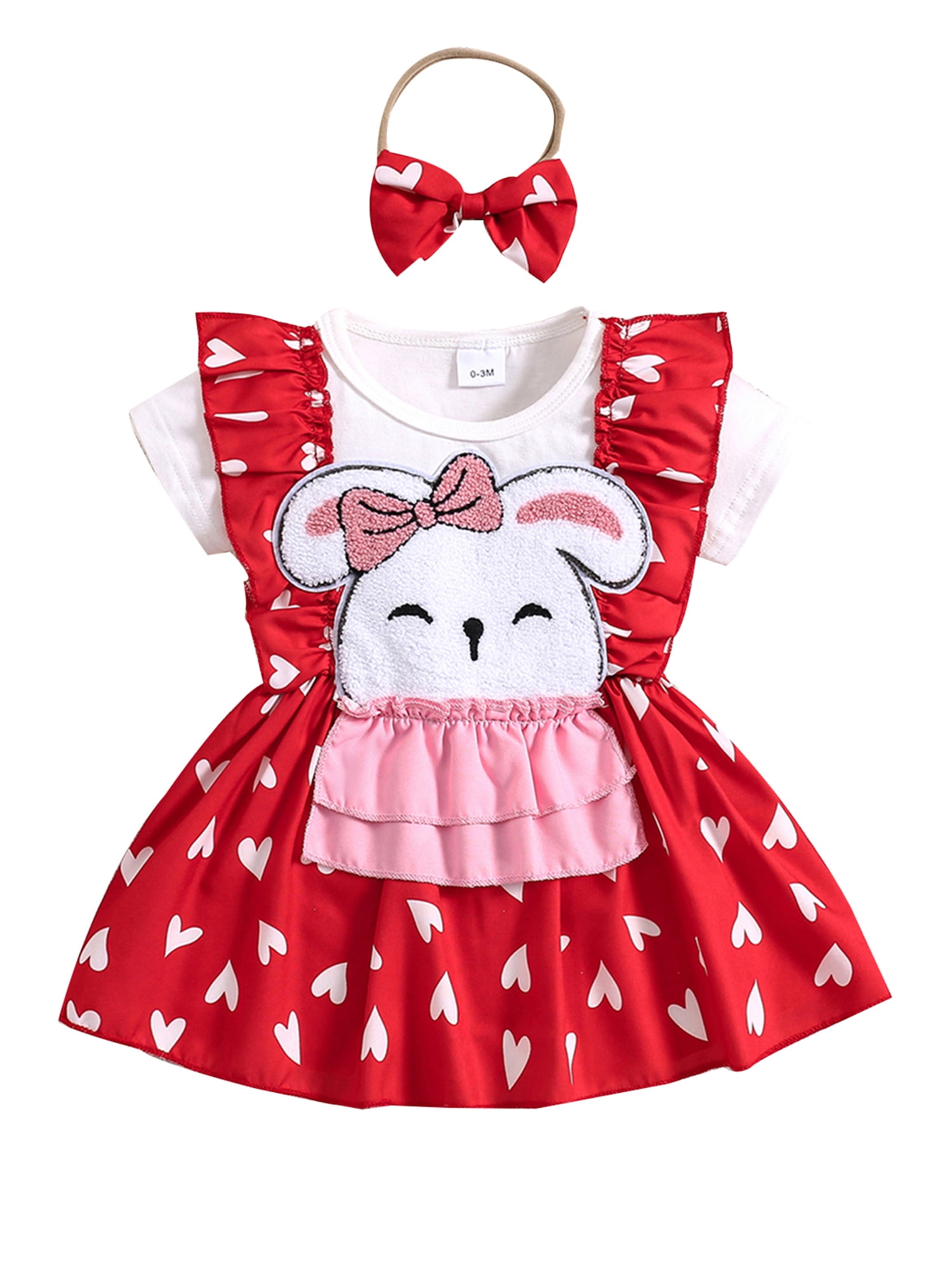 Karuedoo Newborn Baby Girl Easter Outfit Set - Bunny Embroidery Romper & Suspender Skirt, Sizes 0-18M