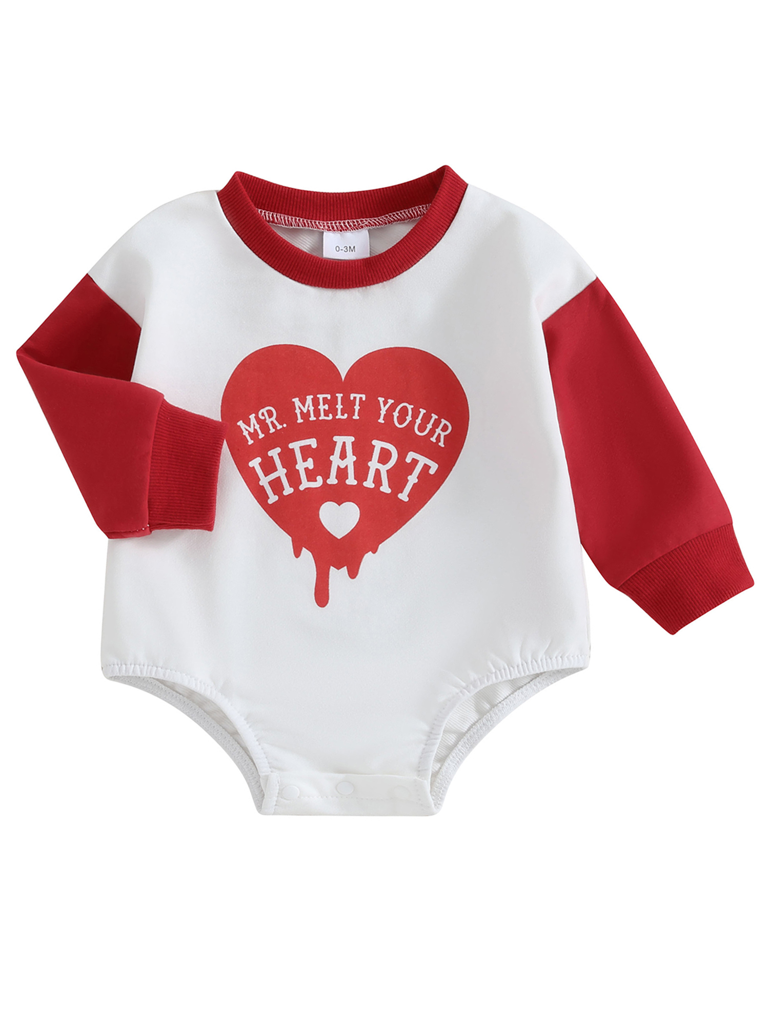 Kishawna Baby Valentine´s Day Romper Long Sleeve Crew Neck Heart Letter