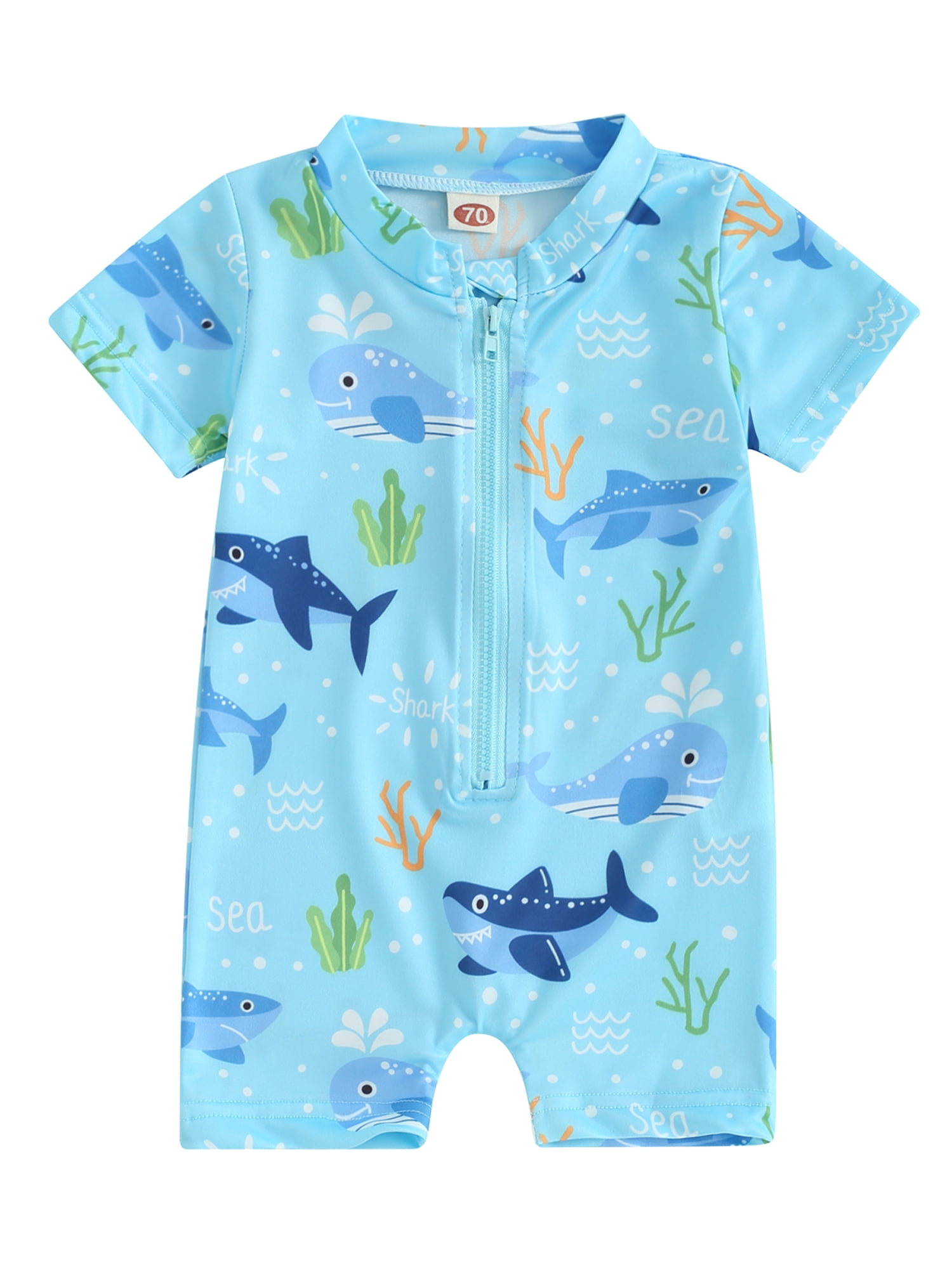 Kishawna Toddler Boy Rash Guard Swimsuits Cute Print Short Sleeve