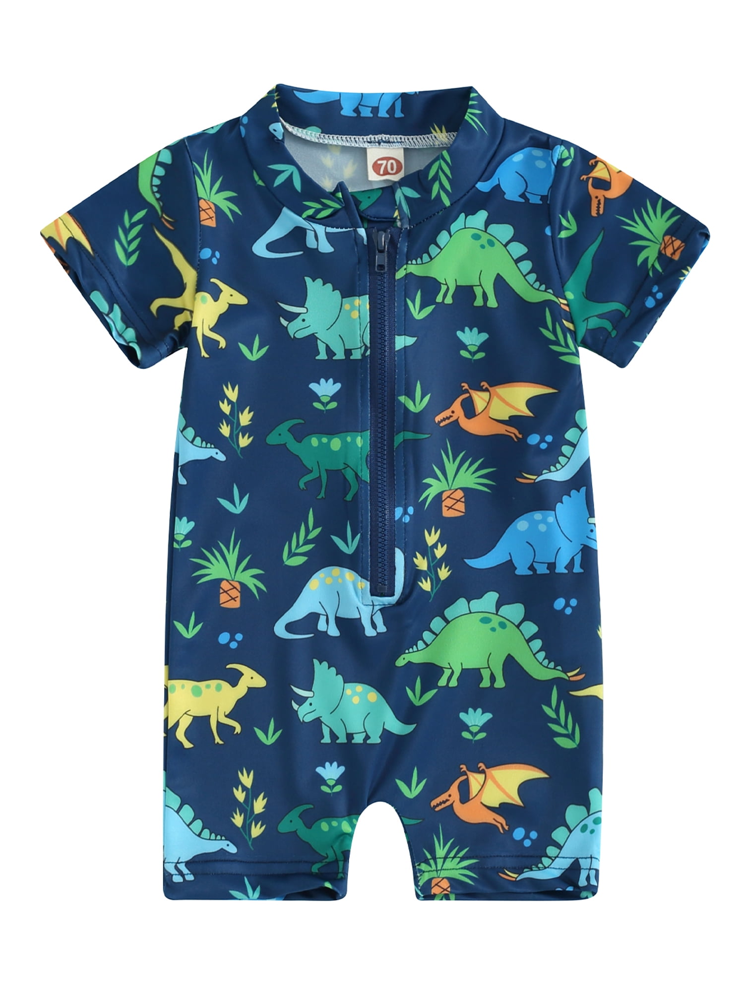 Kishawna Toddler Boy Rash Guard Swimsuits Cute Print Short Sleeve