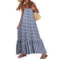 thumbnail image 1 of Kishawna Womens Boho Floral Puff Sleeve Tiered Maxi Dress Long Dresses, 1 of 5