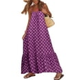 thumbnail image 1 of Kishawna Womens Boho Floral Puff Sleeve Tiered Maxi Dress Long Dresses, 1 of 5