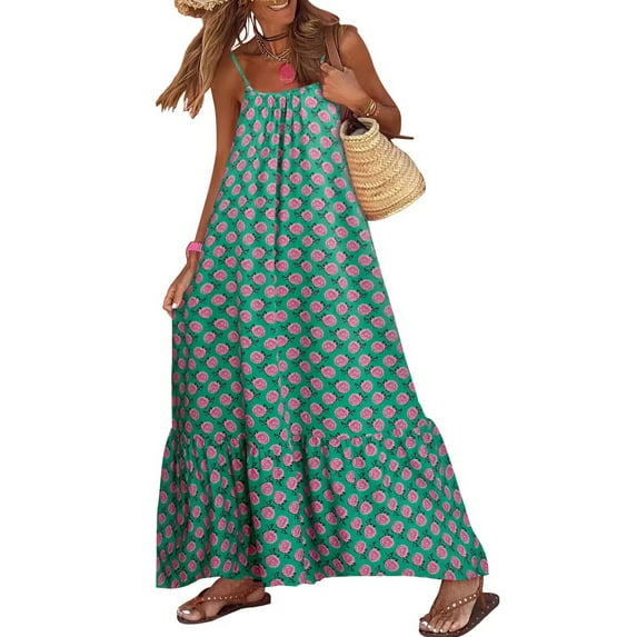 Kishawna Womens Boho Floral Puff Sleeve Tiered Maxi Dress Long Dresses