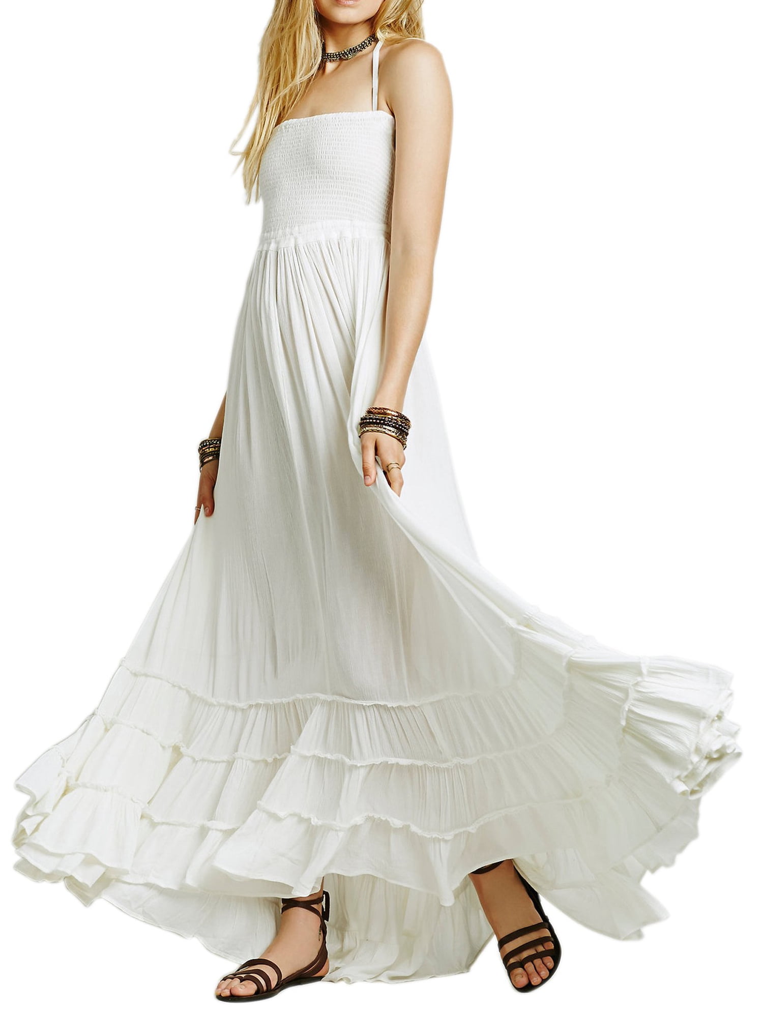 Roselyn Abstract Short Puff Sleeve Tiered Maxi Dress main image 1