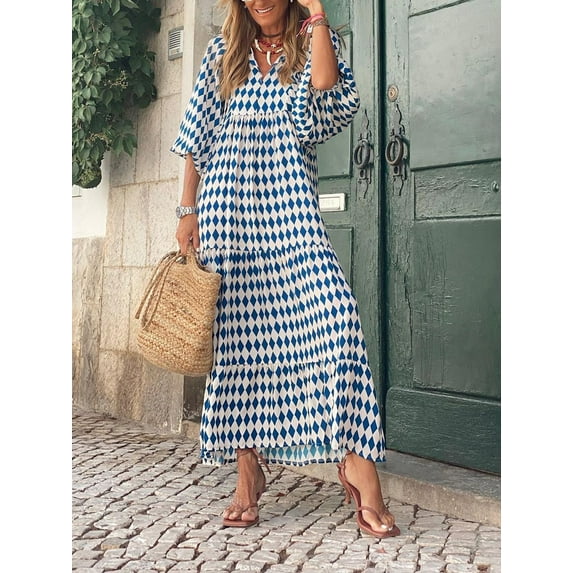 Kishawna Womens Boho Floral Puff Sleeve Tiered Maxi Dress Long Dresses